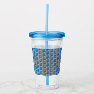 Verre En Acrylique Fleur bleue