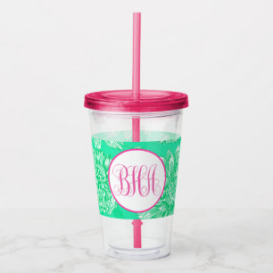 Verre En Acrylique Fleur de menthe et monogramme