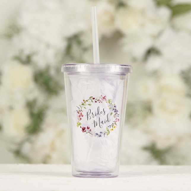 Verre En Acrylique Fleur sauvage de Bridesmaid Boho Mariage (Créateur téléchargé)
