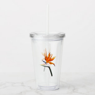Verre En Acrylique Fleur tropicale orange oiseau de paradis