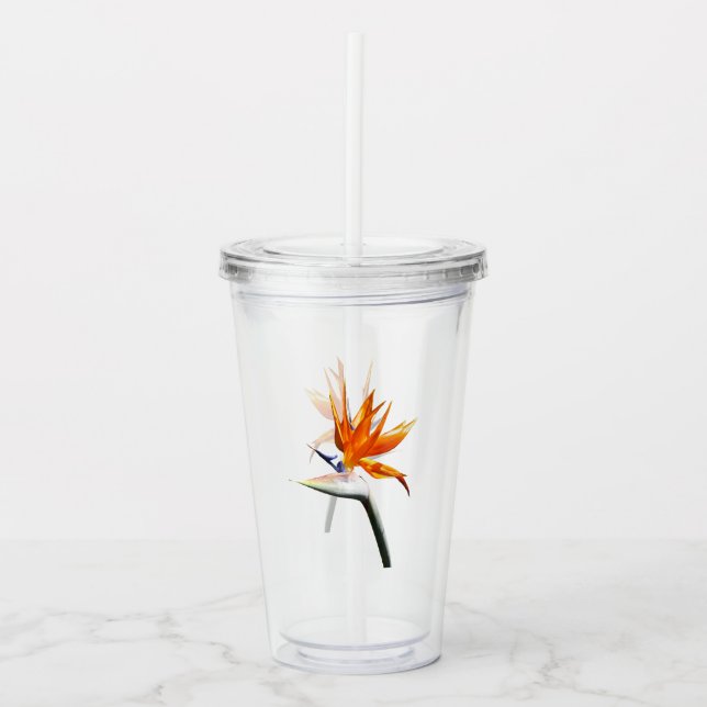 Verre En Acrylique Fleur tropicale orange oiseau de paradis (Devant)