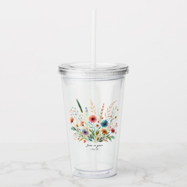 Verre En Acrylique Fleurir en grâce florale (Devant)