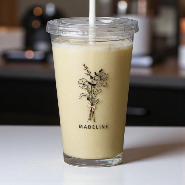 Verre En Acrylique Fleurs de Demoiselles d'Honneur Personnalisées ave (Créateur téléchargé)