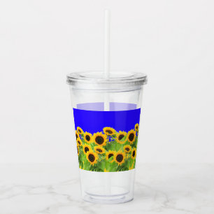 Verre En Acrylique Fleurs de soleil Acrylique Tumbler ukrainien Drape