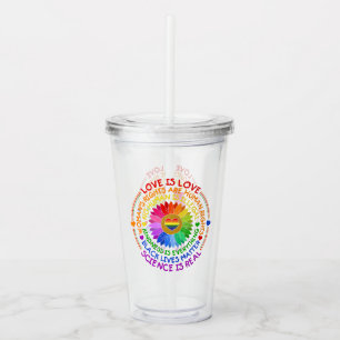 Verre En Acrylique Floral Arc-en-ciel Position politique et sociale