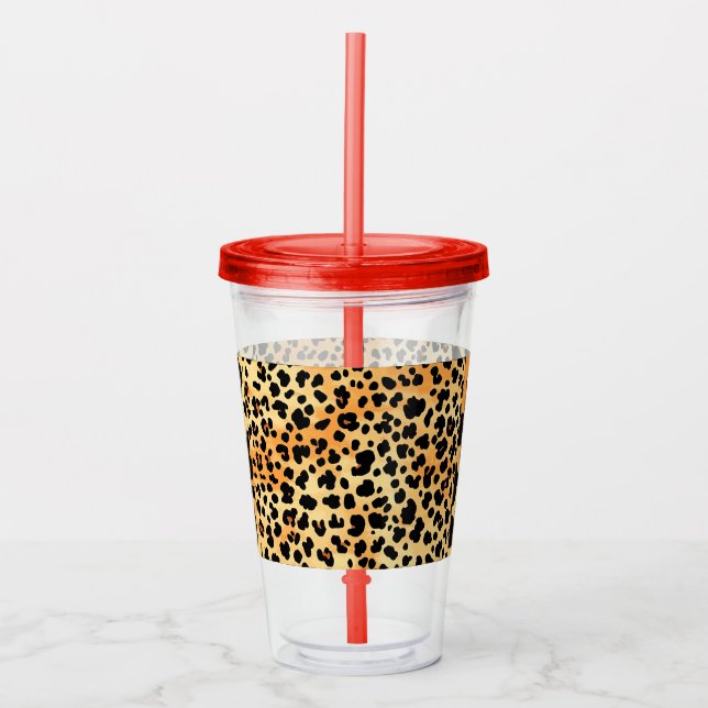 Verre En Acrylique Floral et Tigre Print Coupe en plastique (Devant)