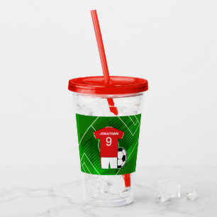Verre En Acrylique Football personnalisé Jersey rouge et blanc