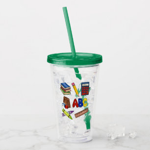 Verre En Acrylique Fournitures scolaires Livres Calculatrice Crayons