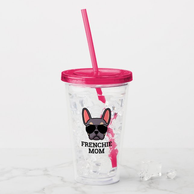 Verre En Acrylique Frenchie Chien Maman Lilac et Tan French Bulldog (Devant glace)