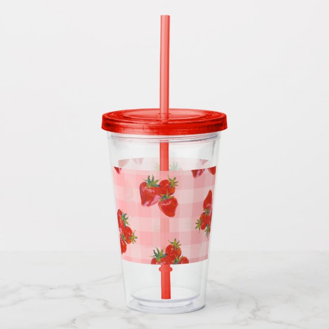 Verre En Acrylique Fresh Picked Tumbler  Strawberry Fruit Acrylic Cup (Devant)