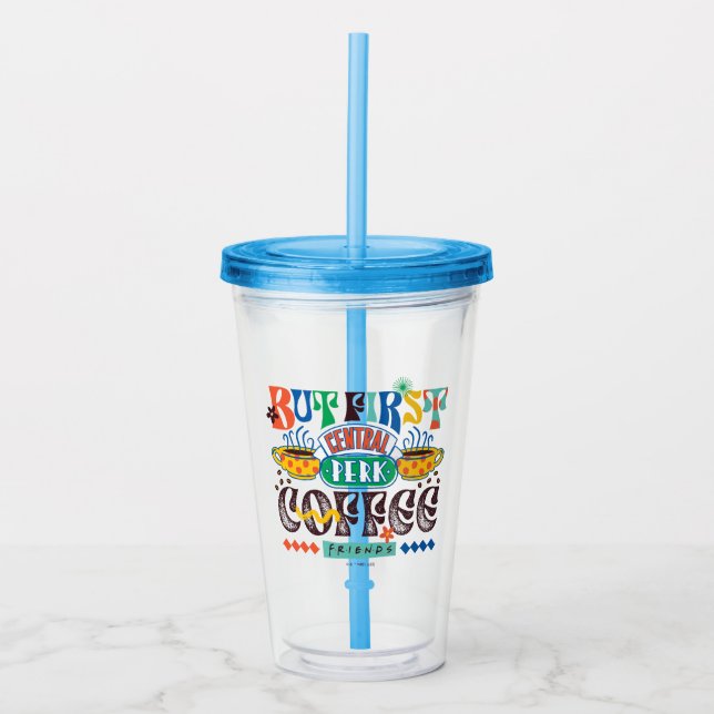 Verre En Acrylique FRIENDS™ | Mais d'abord Café Graphisme Vif (Devant)