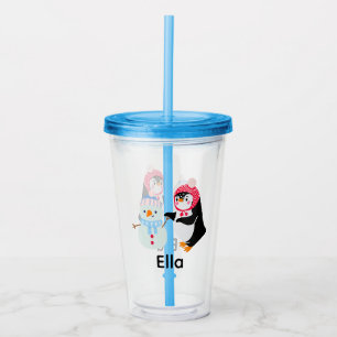 Verre En Acrylique Frosty le bonhomme de neige et le pingouin