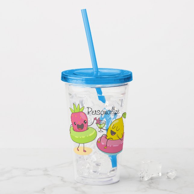 Verre En Acrylique Fruit d'été de Kawaii (Devant glace)