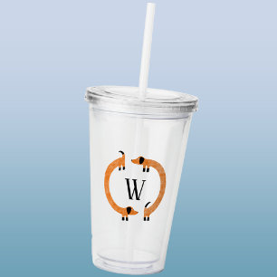 Verre En Acrylique Funny Dachshund Saucisse Chien Monogramme