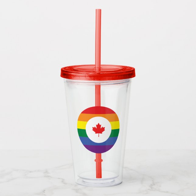 Verre En Acrylique Gay pride canadien (Devant)