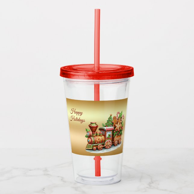 Verre En Acrylique Gingerbread Train Vacances Tumbler Acrylique (Devant)