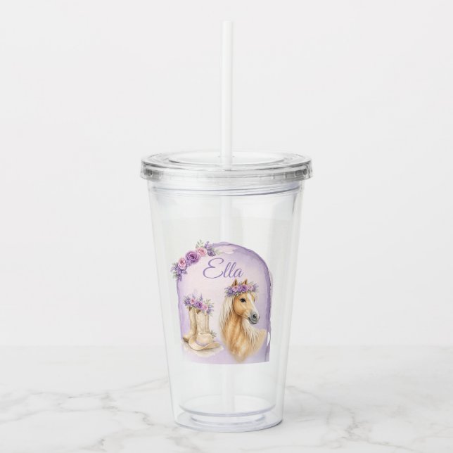 Verre En Acrylique Girls Purple Floral Horse (Devant)