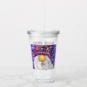 Verre En Acrylique Gnome joyeux au chapeau violet chante une chanson