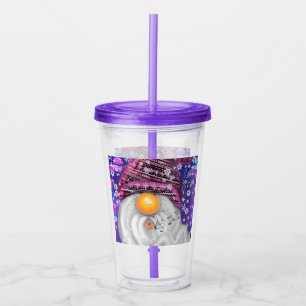 Verre En Acrylique Gnome joyeux au chapeau violet chante une chanson