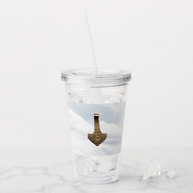 Verre En Acrylique Gold Thor Hammer nuages acrylique tumbler (Devant glace)