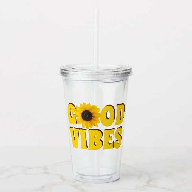 Verre En Acrylique Good Vibes | Tournesol jaune vif (Devant)