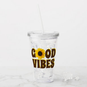 Verre En Acrylique Good Vibes   Tournesol jaune vif