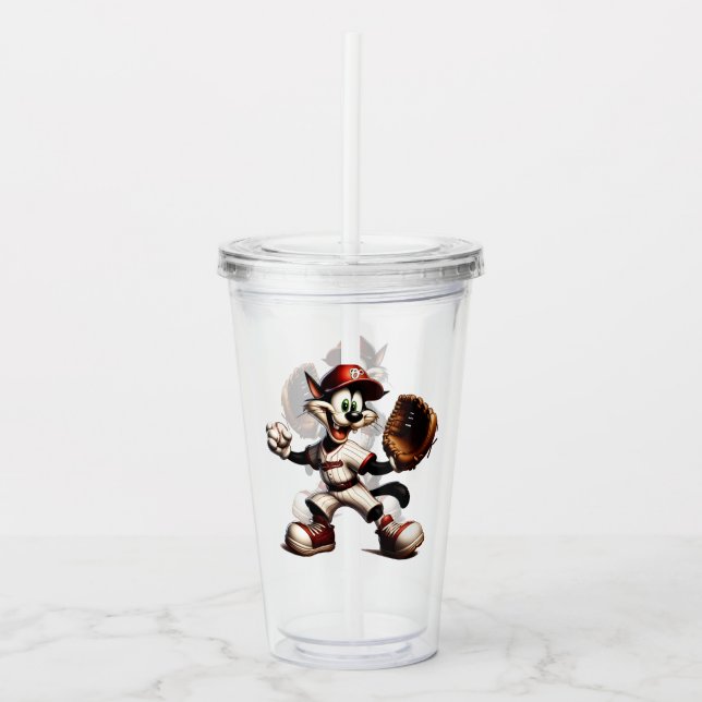 Verre En Acrylique Goofy Cat Baseball Pitcher Monte (Devant)