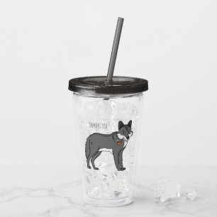 Verre En Acrylique Gray wolf with pipe cartoon
