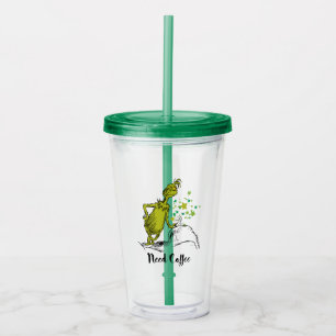 Verre En Acrylique Grinch Besoin de café drôle
