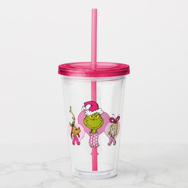 Verre En Acrylique Grinch Crew in Pink Valentine's Portrait (Devant)