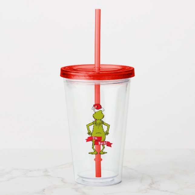 Verre En Acrylique Grinch | Je suis de retour (Devant)
