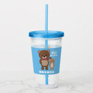 Verre En Acrylique GROS FRÈRE Teddy Nom de l'ours Bleu
