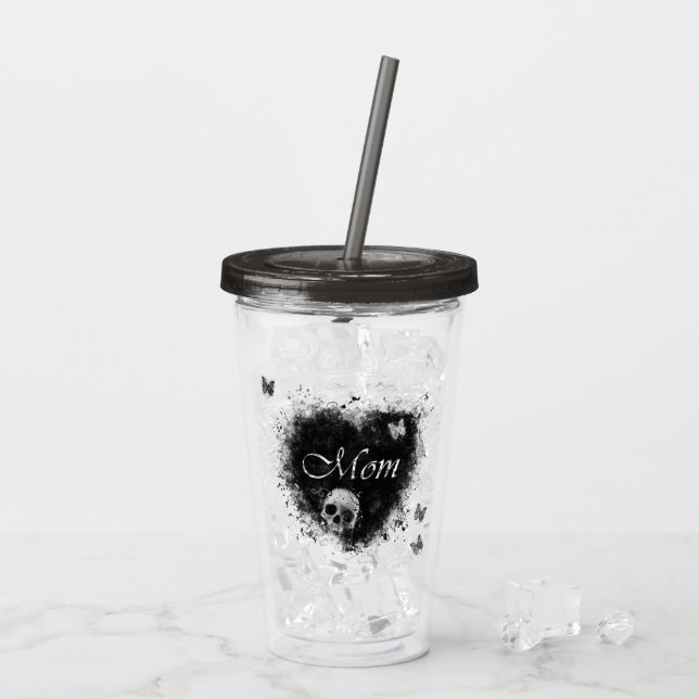 Verre En Acrylique Grungy Goth Heart Maman (Dos glace)