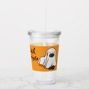 Verre En Acrylique Halloween mignonne Ghost Dog Orange