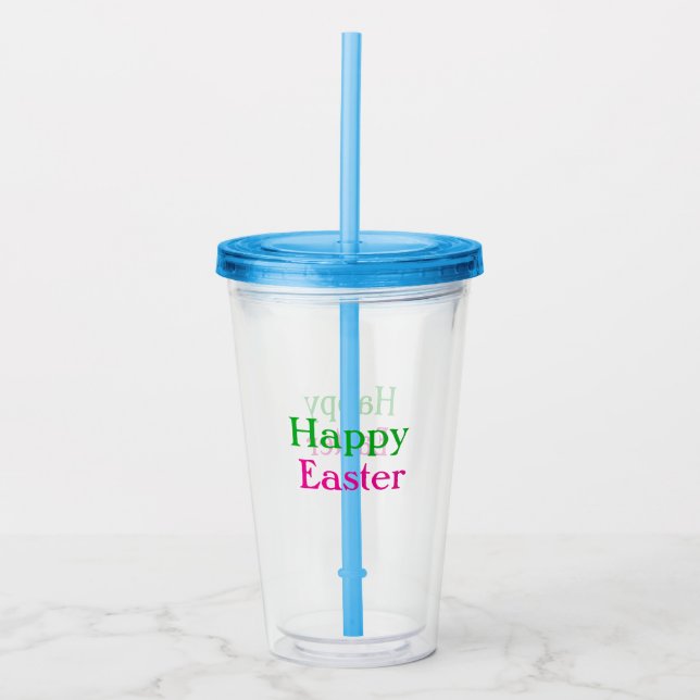 Verre En Acrylique Happy easter boho vert rose enfants ajouter nom ti (Devant)