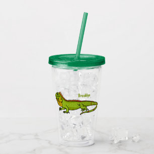 Verre En Acrylique Happy green iguana cartoon