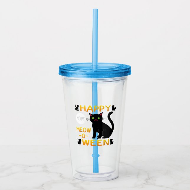 Verre En Acrylique Happy Meow-O-Ween - Chats noirs (Devant)
