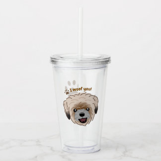 Verre En Acrylique Happy Shih Tzu Amoureux des chiens I Woof You Paws