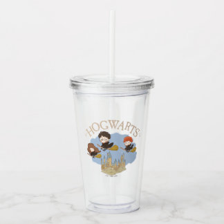 Verre En Acrylique HARRY POTTER™, Hermione & Ron Fly Over HOGWARTS™