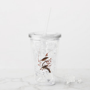 Verre En Acrylique Hermite Grive Audubon Oiseau aux baies rouges
