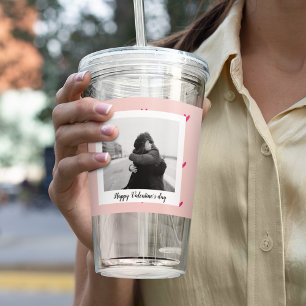 Verre En Acrylique Heureuse Sainte-Valentin   Coeur rose et rouge   C