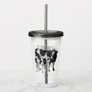 Verre En Acrylique Holstein Cow & Cute Calf