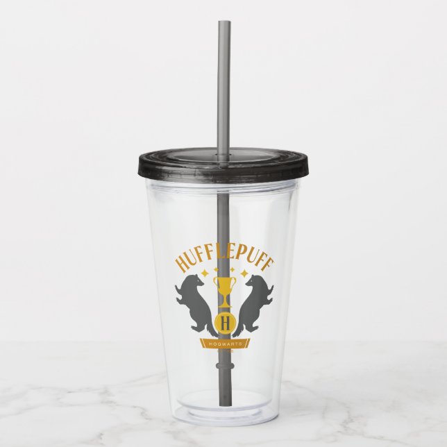 Verre En Acrylique HUFFLEPUFF™ Badger and Cup House Pride Graphisme (Devant)