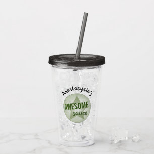 Verre En Acrylique Humoristique Green Star Sauce géniale Nom personn