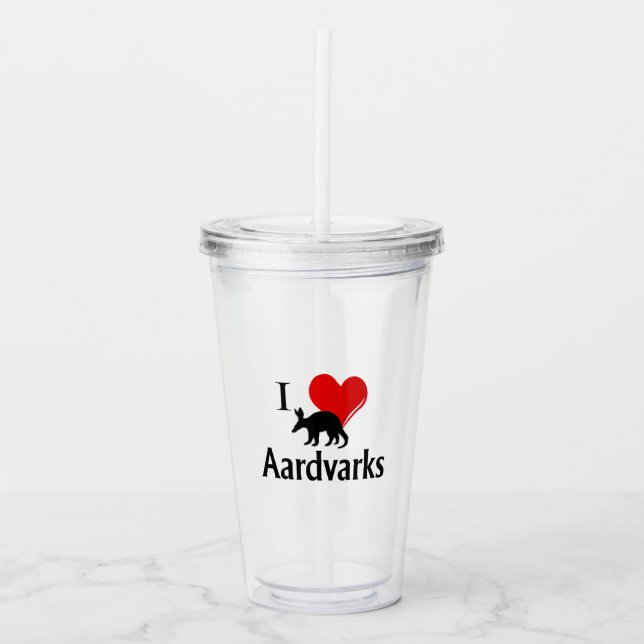 Verre En Acrylique I Heart Aardvarks (Devant)