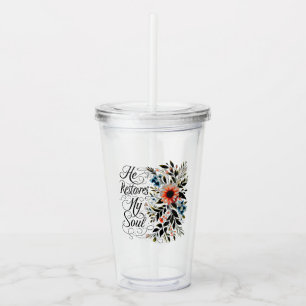 Verre En Acrylique Il restaure mon âme floral