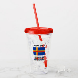 Verre En Acrylique Îles Åland Ålander Drapeau Personnalisé 