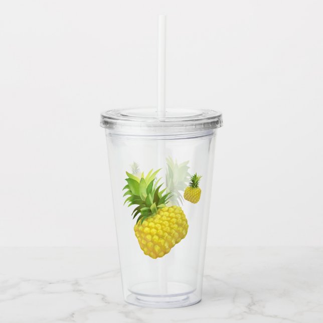 Verre En Acrylique Illustration d'ananas (Devant)