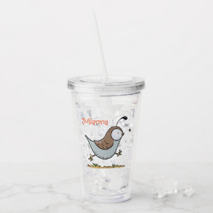 Verre En Acrylique Illustration de cartoon de caille heureuse et mign