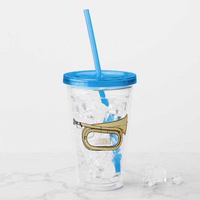 Verre En Acrylique Illustration de dessin animé Bugle (Devant glace)